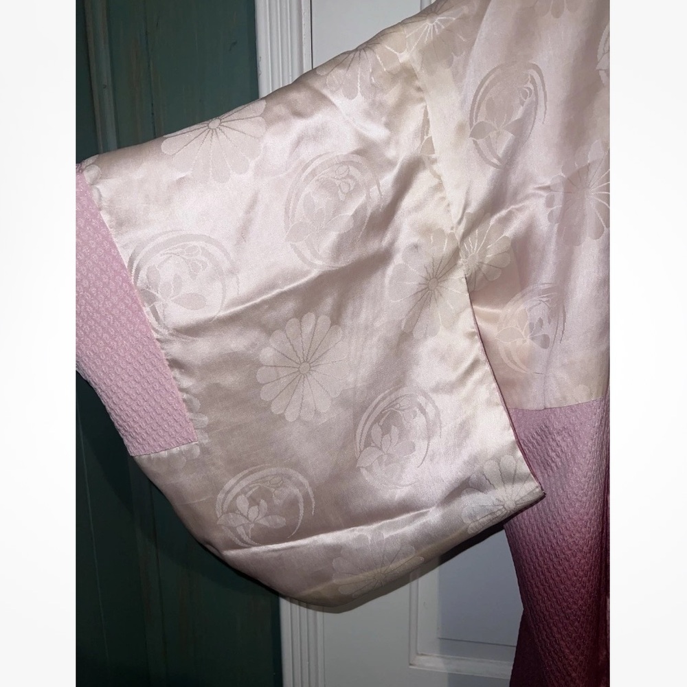 Vintage Haori Pink Ombré Reversible Satin Kimono Jacket fairy Robe S M L - Picture 14 of 14